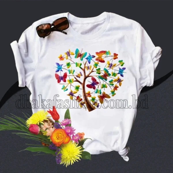 premium butterfly white t-shirt