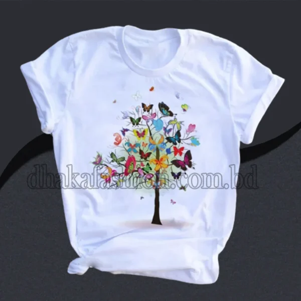 Round neck cotton T-shirt for women