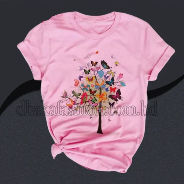 Round neck cotton T shirt for women