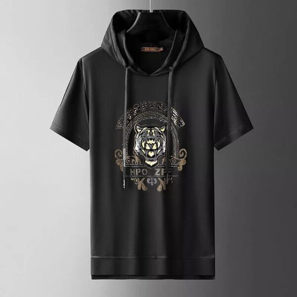 Black Premium Cotton short sleeve hoodie