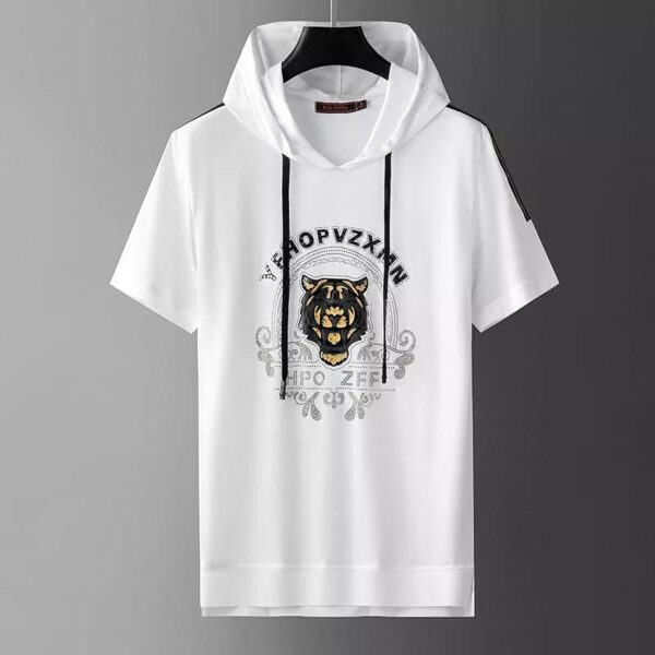 White Premium Cotton short sleeve hoodie