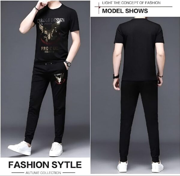 New Mesh Fabrics Black Trouser & tshirt combo set