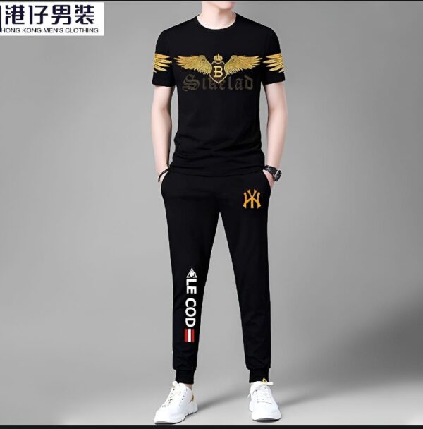 New Mesh Fabrics Black Trouser & tshirt combo set