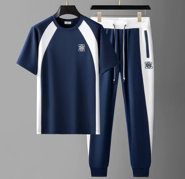 New Mesh Fabrics Navy Blue Trouser & tshirt combo set