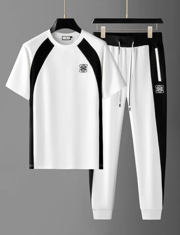 New Mesh Fabrics White Trouser & tshirt combo set