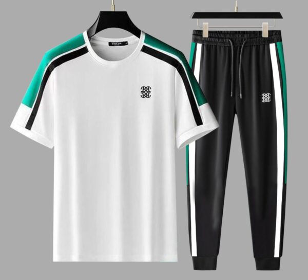 New Mesh Fabrics White Trouser & tshirt combo set